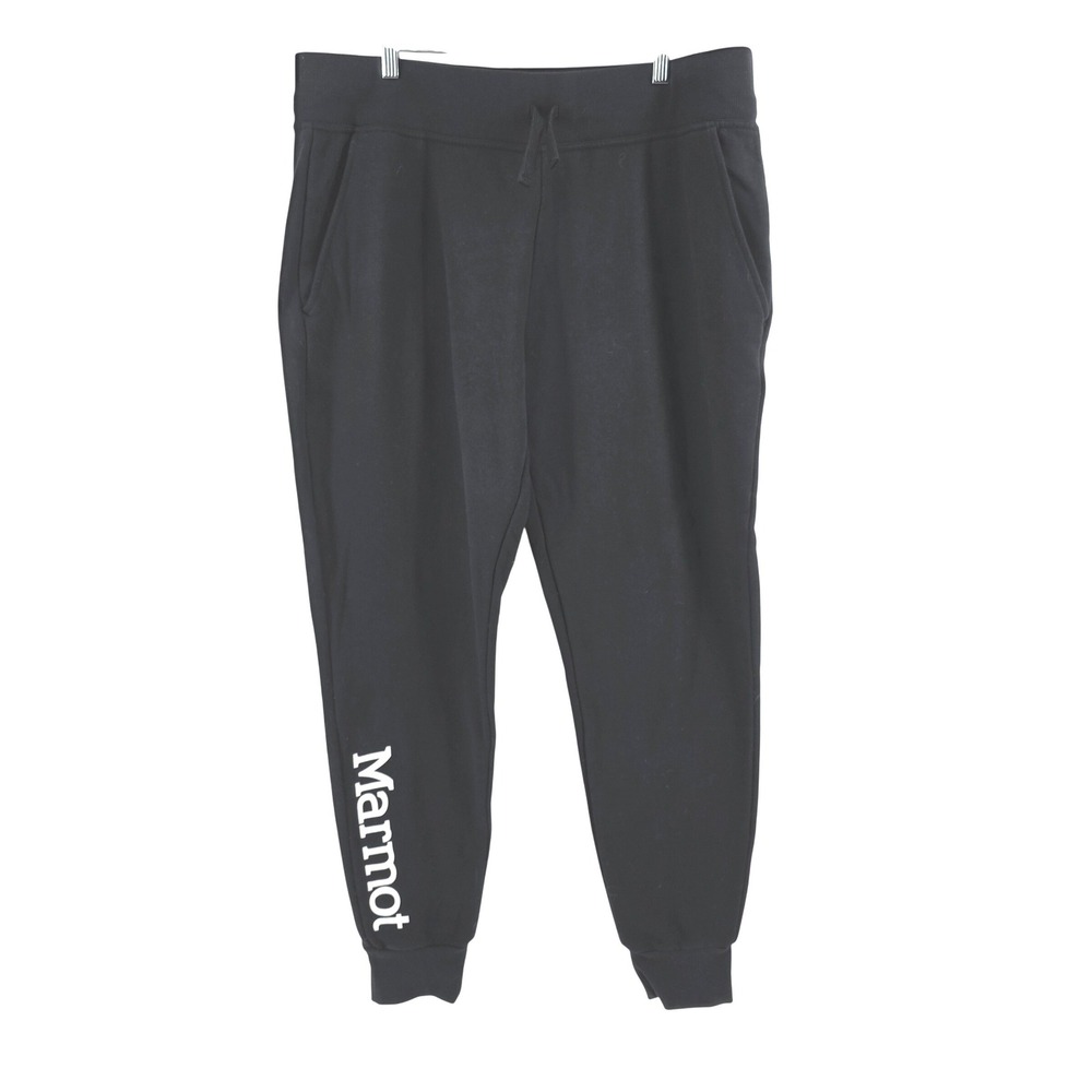 Marmot Mountain Works Mens Black Logo Jogger Sweatpants XL Drawstring Pockets